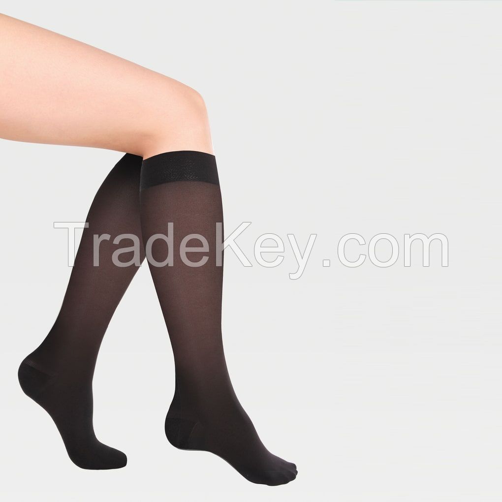 Compression Knee socks with closed toe transparent translucent ID-200T