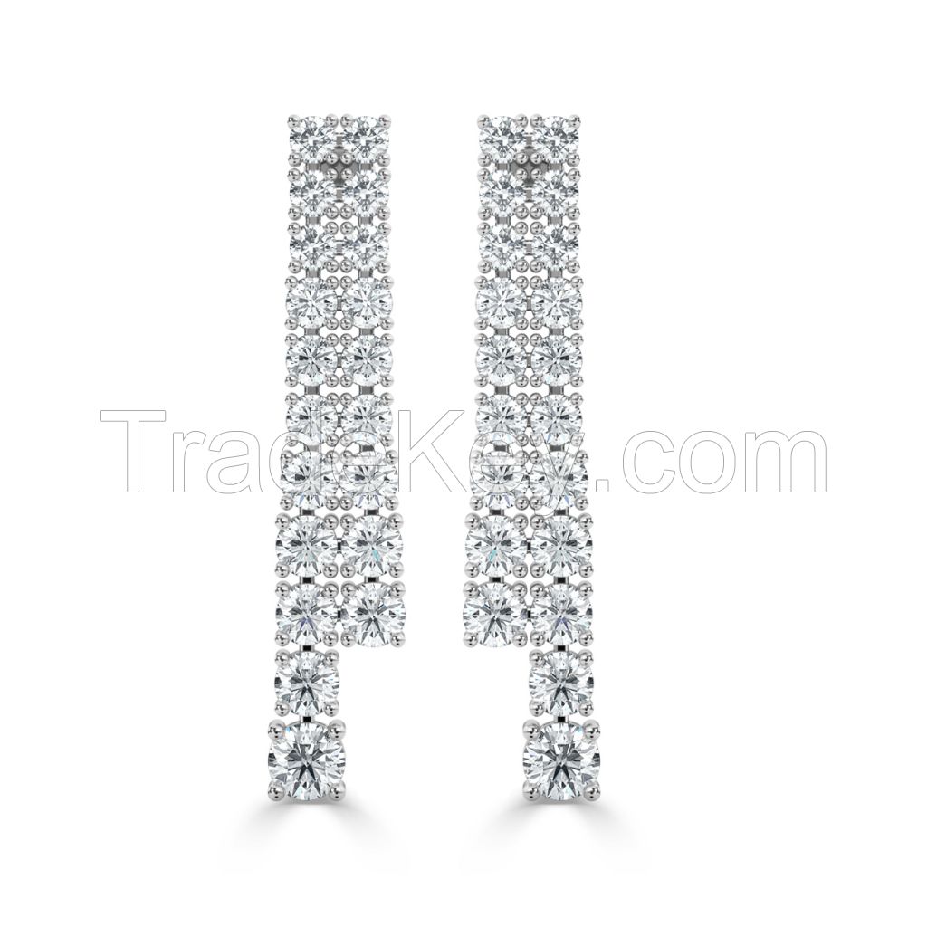 Round Drop Diamond Earrings