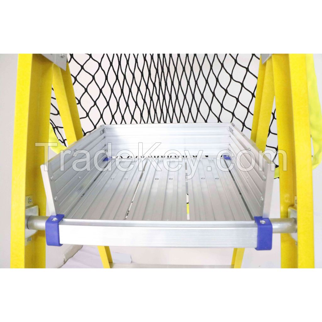 Fiberglass Platform Ladder With Handrial And 2 Wheels