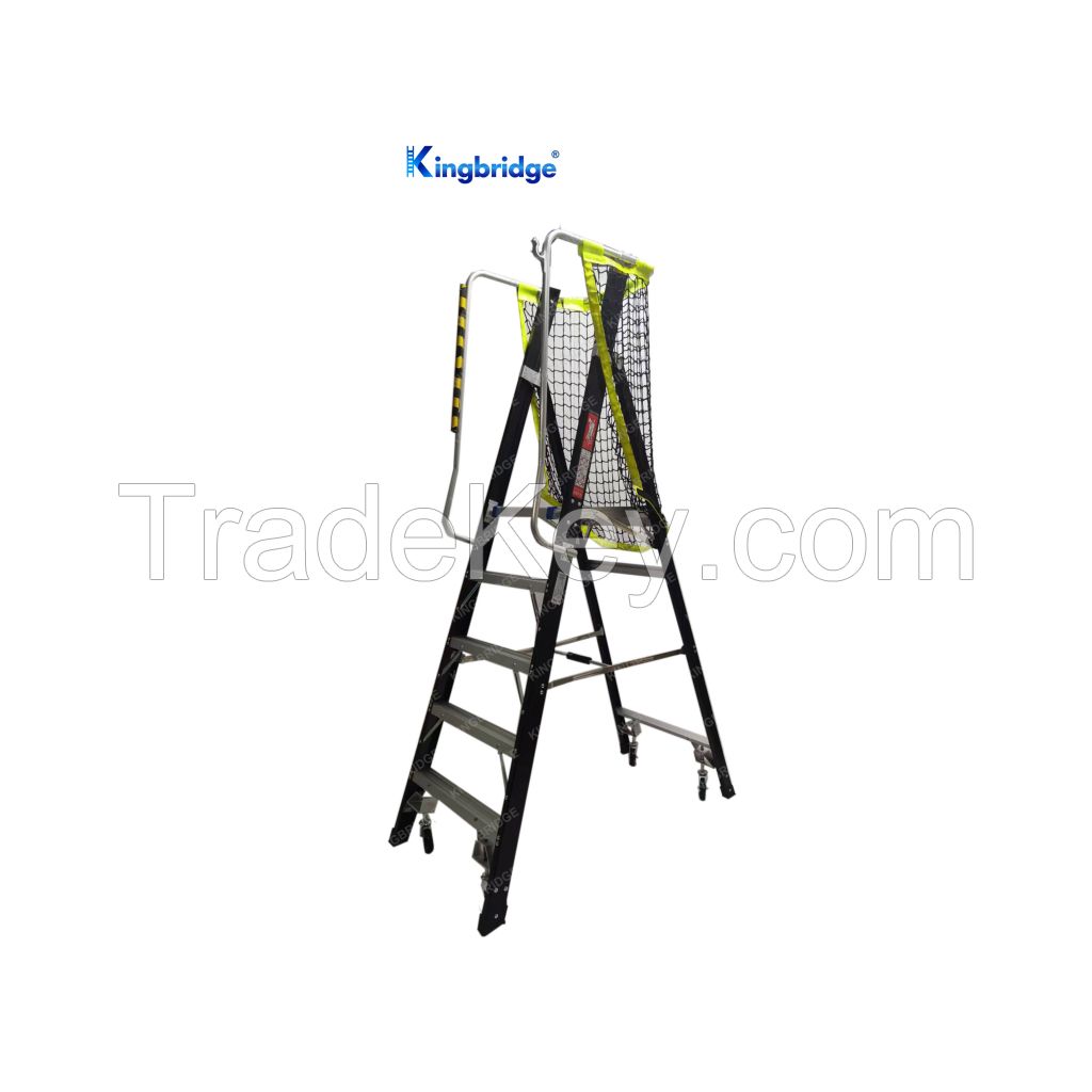 Fiberglass Large Platform Ladder With 4 Wheels
