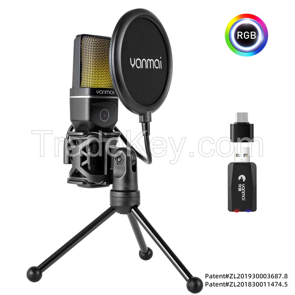 Yanmai ANCRGB Lighting Stand For PC Laptop Wireless Gaming Microphone