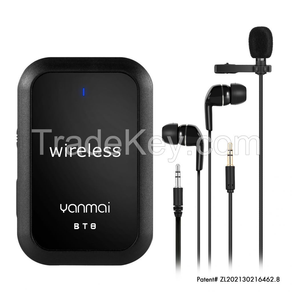 Wireless Lavalier Microphone BT8 with Earphones for Tiktok/Youtube Live Streaming
