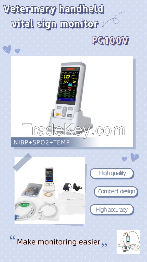 Veterinary handheld vital sign monitor blood pressure monitor
