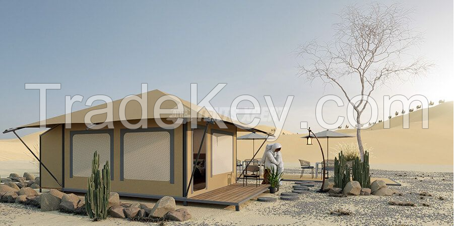 Outdoor Luxury Hotel Waterproof Canvas Tente Safari Lodge Glamping Tents With Bathroom