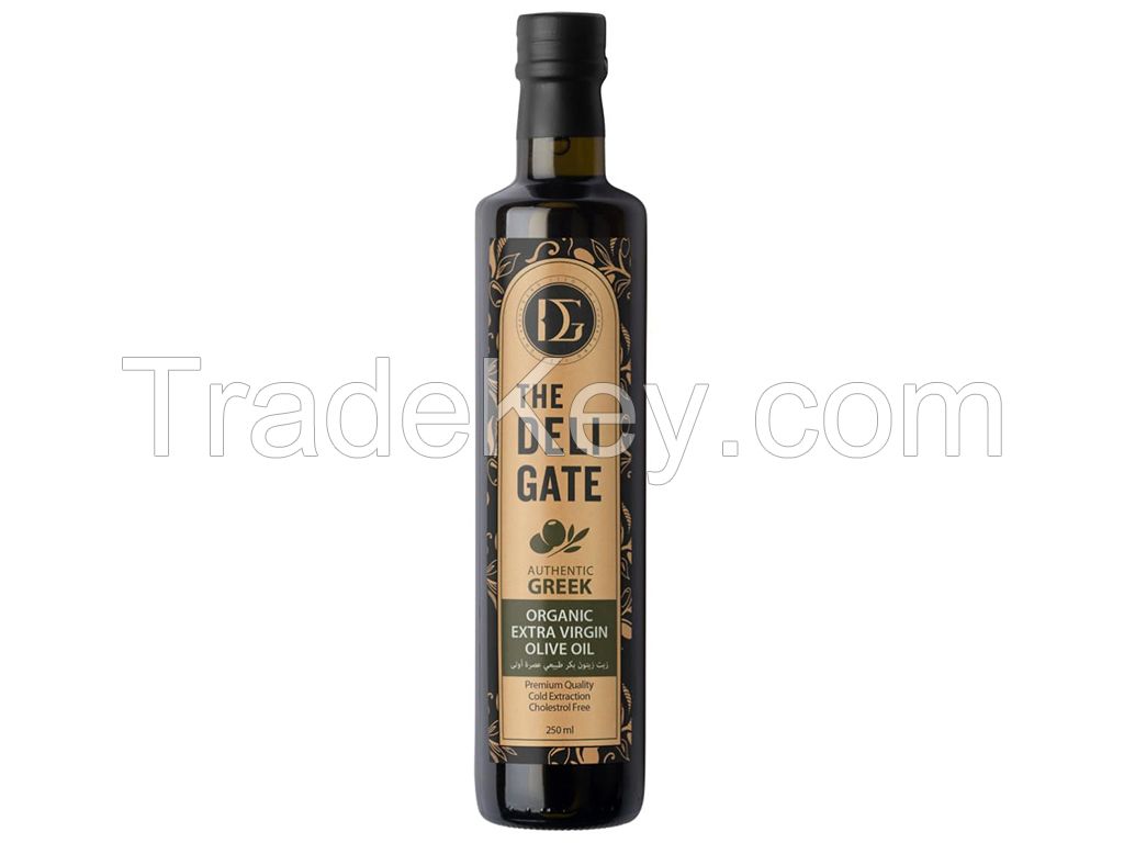 The Deli Gate Organic Extra Virgin Olive Oil 250MLâ€“ Authentic Greek, Premium Quality, Cold Pressed, Authentic Greek, Cholesterol-Free, Pure Koroneiki, Low Acidity