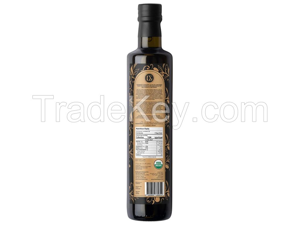 The Deli Gate Organic Extra Virgin Olive Oil 750ML â€“ Authentic Greek, Premium Quality, Cold Pressed, Authentic Greek, Cholesterol-Free, Pure Koroneiki, Low Acidity