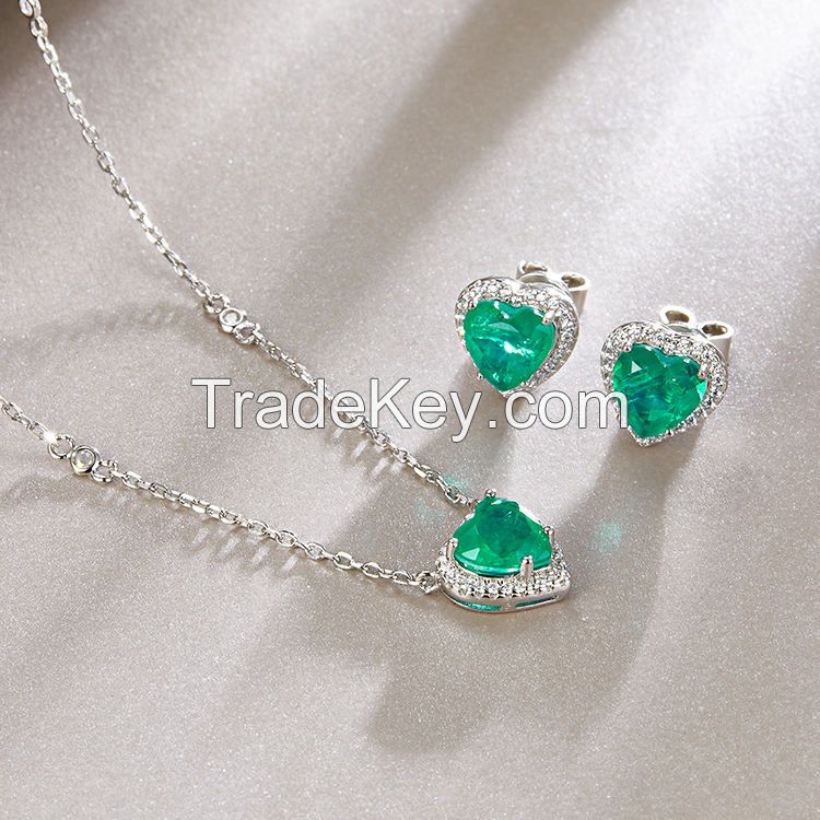 Love Heart Set Necklace Earrings Jewelry