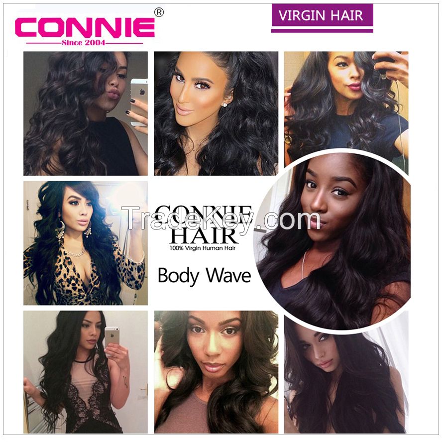 Brazilian virgin hair body wave with lace closure