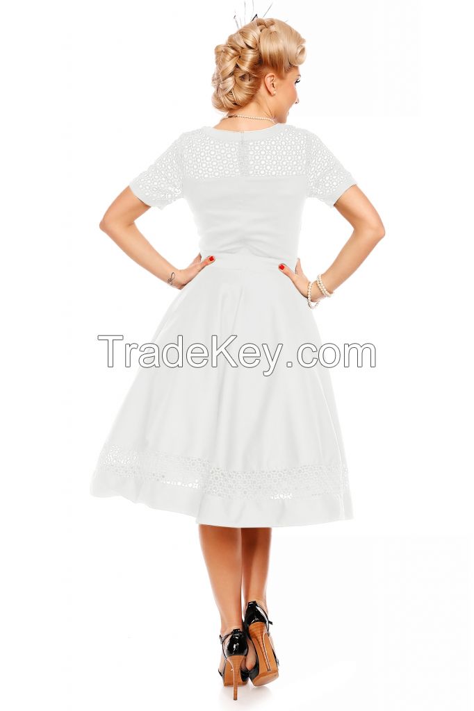 White Wedding Bridesmaid Dress Vintage Retro Fit Flare