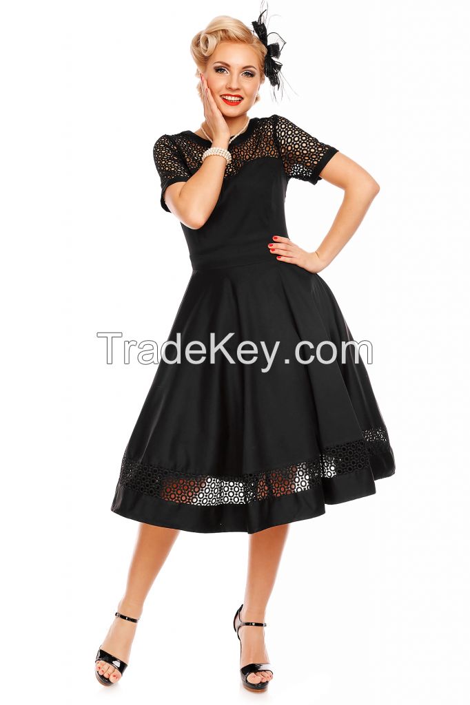 Black Ladies Evening Gown Fit &amp;amp; Flare