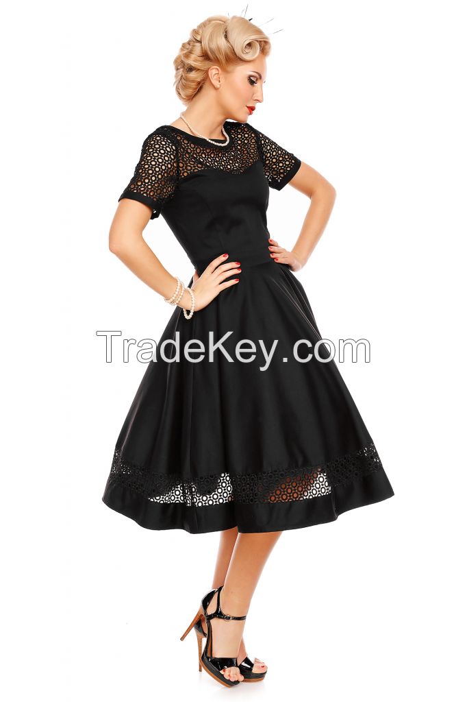Black Ladies Evening Gown Fit & Flare