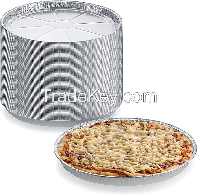 Pack of 25 Disposable Round Foil Pizza Pans  Durable Pizza Tray for Cookies, Cake, Focaccia and More  Size: 12-1/4" x 3/8"