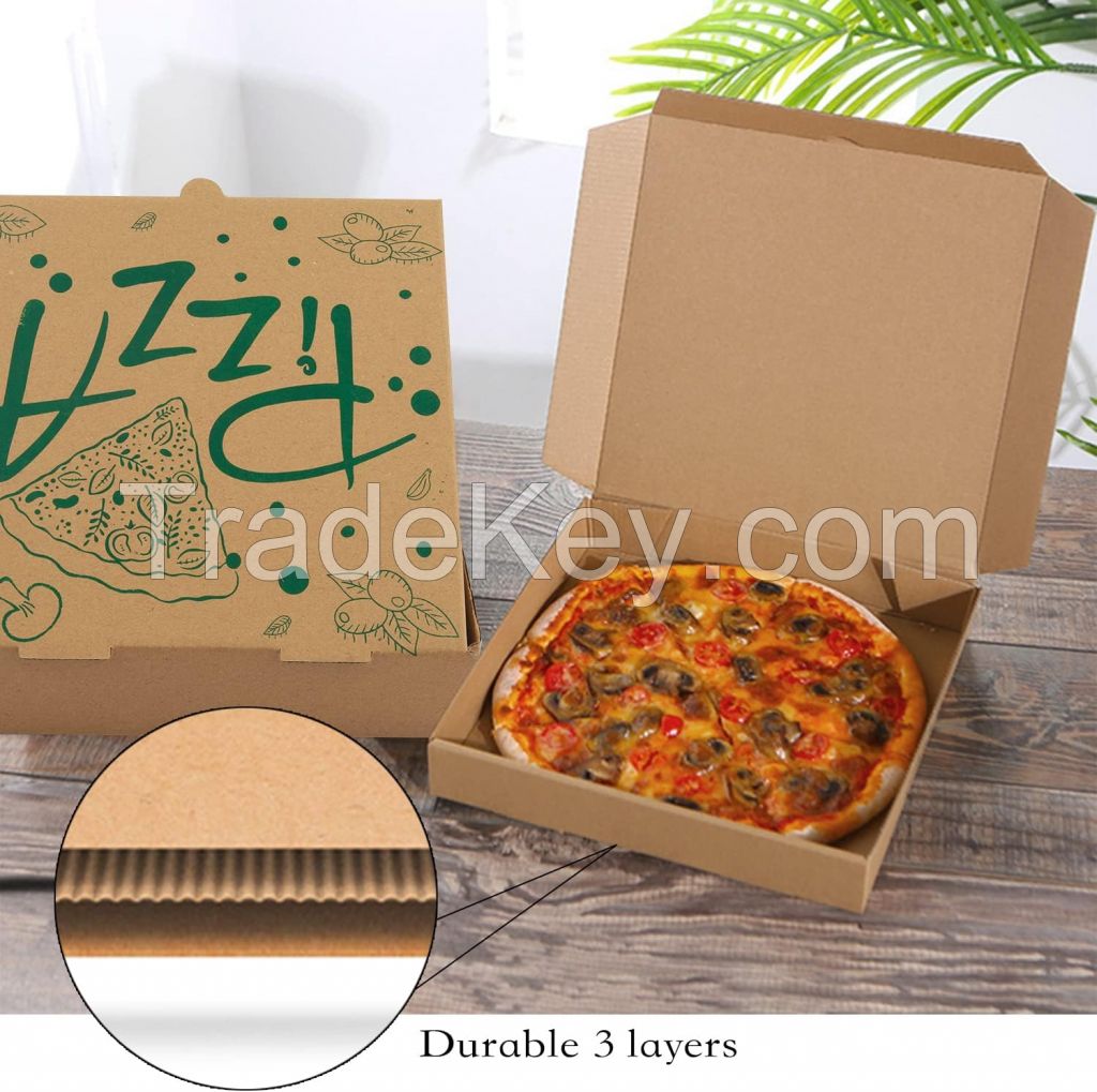15 Pcs Pizza Boxes, 7.3 x 7.3 x 1.6" Kraft Corrugated Pizza Boxes Cardboard Boxes Take Out Containers Gift Packing Boxes Takeaway Mailing Shipping Storage Boxes for Pizza, Cake, Cookies, Food (Green)