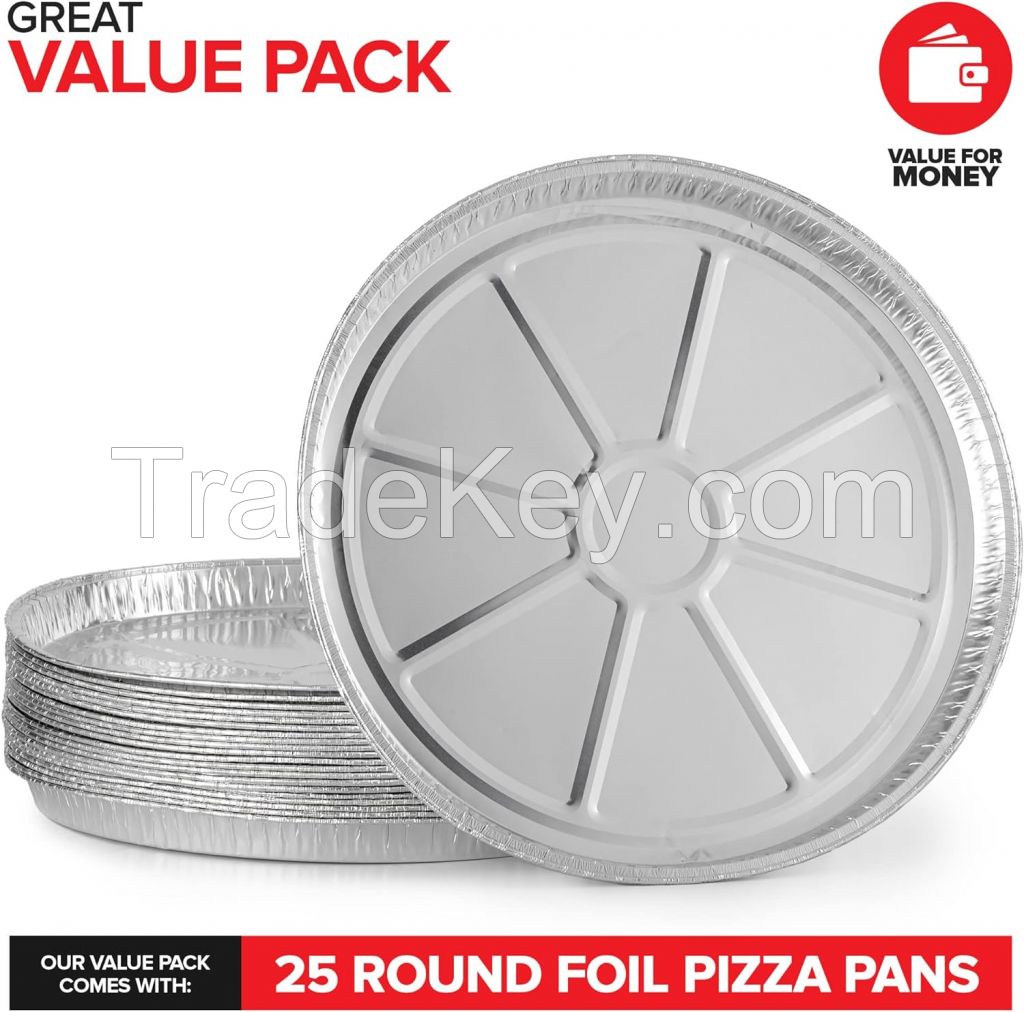 Stock Your Home (25 Pack) 12 Inch Aluminum Pizza Pans Disposable Round Foil Focaccia Pan for Individual Personal Pizzas, Giant Size Chocolate Chip Cookie...