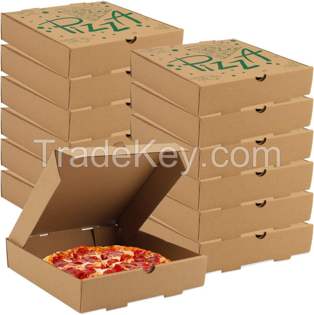 15 Pcs Pizza Boxes, 7.3 x 7.3 x 1.6" Kraft Corrugated Pizza Boxes Cardboard Boxes Take Out Containers Gift Packing Boxes Takeaway Mailing Shipping Storage Boxes for Pizza, Cake, Cookies, Food (Green)