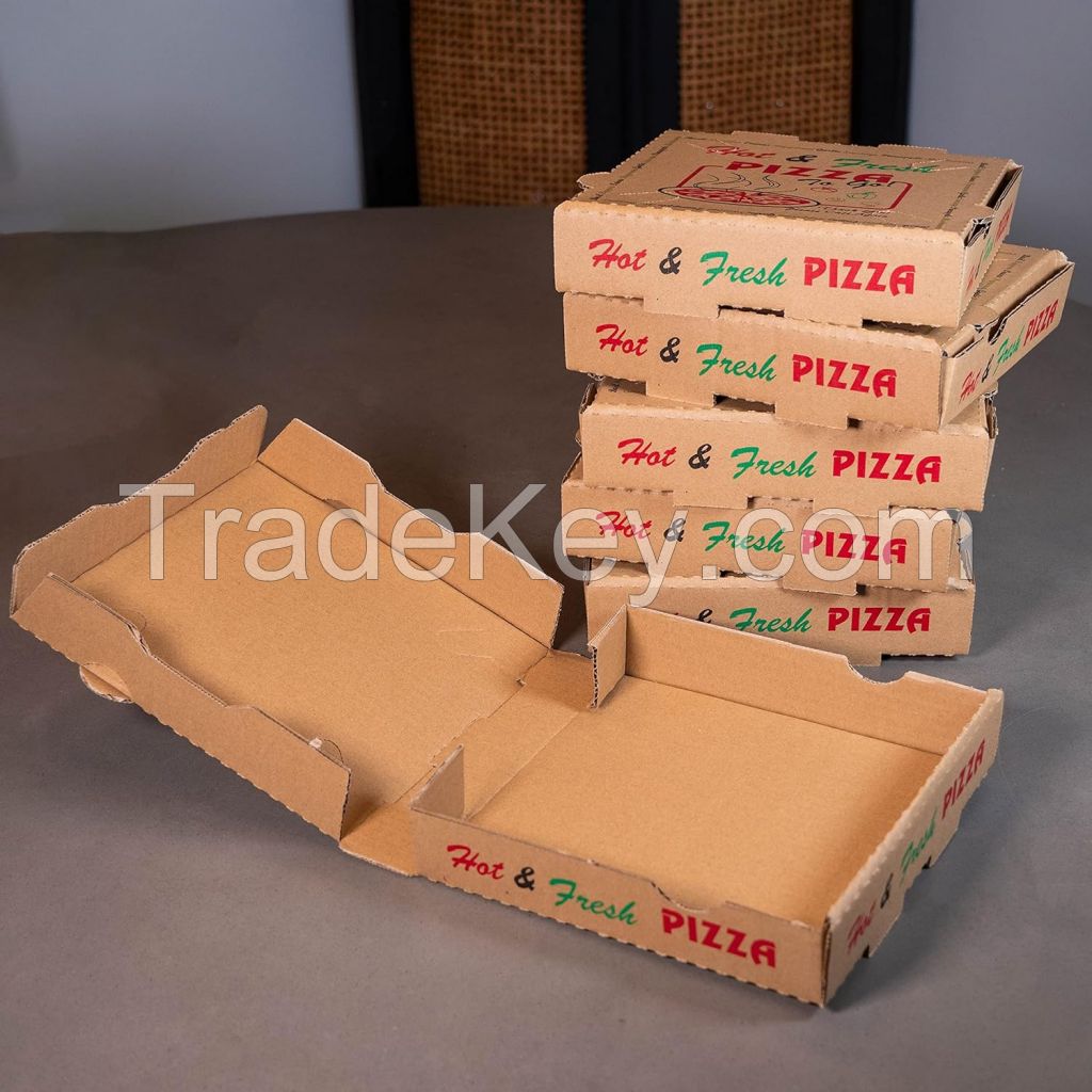 50 Pack Pizza Box 4 Color Print Hot & Fresh Pizza Brown Color (8" x 8")