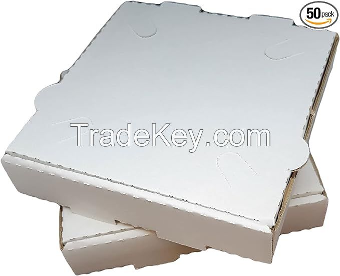 50 Pack Corrugated Pizza Box - White Cardboard (8" x 8")