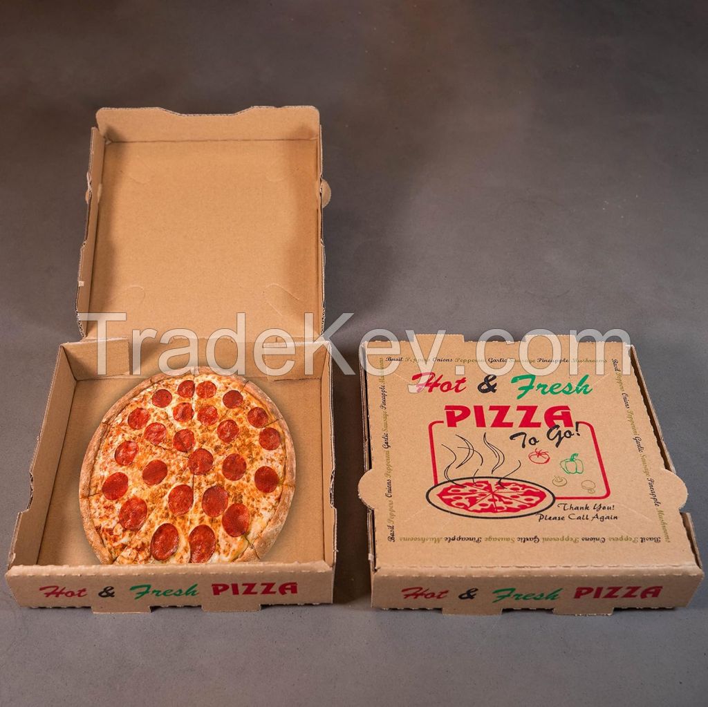 50 Pack Pizza Box 4 Color Print Hot & Fresh Pizza Brown Color (8" x 8")