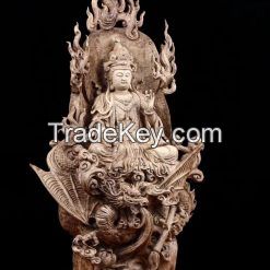 Bodhisattva Statue Riding Dragon Agarwood