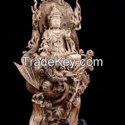 Bodhisattva Statue Riding Dragon Agarwood