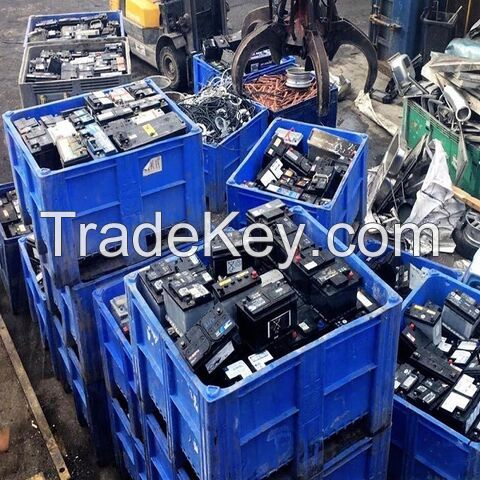 Used Car Batteries Scrap, Recycle Scrap Drained Lead Acid Battery For Sustainability.
