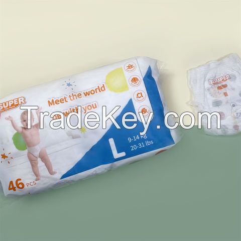 Premium quality disposable baby diaper pants nappies baby pull up sensitive water based nonwoven cotton pampered baby diaper