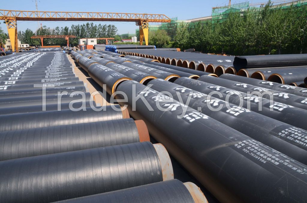 Preinsulated Directly Buried Pipes Pipe Assembly of Steel Service Pipe, PU Thermal Insulation And HDPE Outer Casing (  PC   Technology)