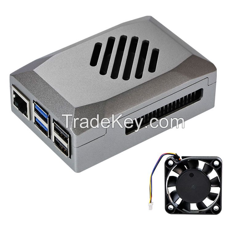 ABS material Silver Color Raspberry Pi 5 Case with Fan