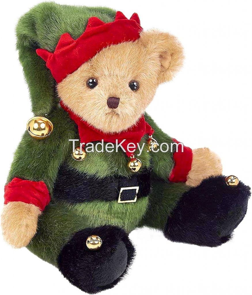 Bearington Jingle Toes Christmas Plush, 14 Inch Teddy Bear, Elf Stuffed Animal