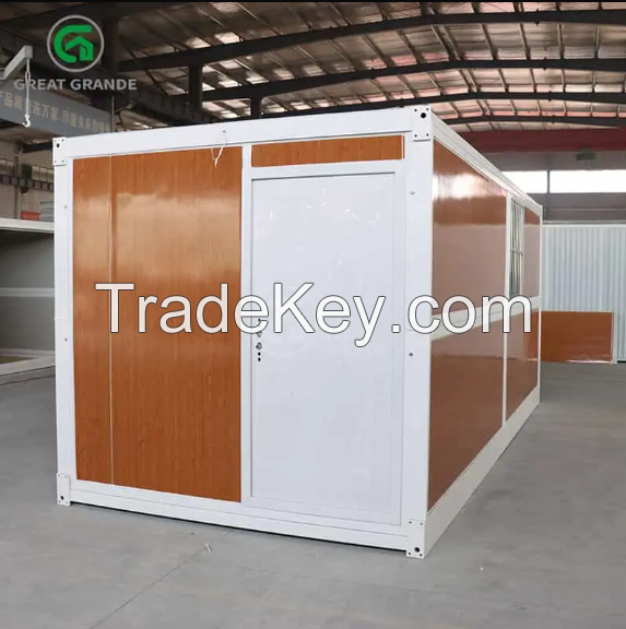 20ft Foldable Container House Wood Grain Color Wall White Frame Custom Manufacturer