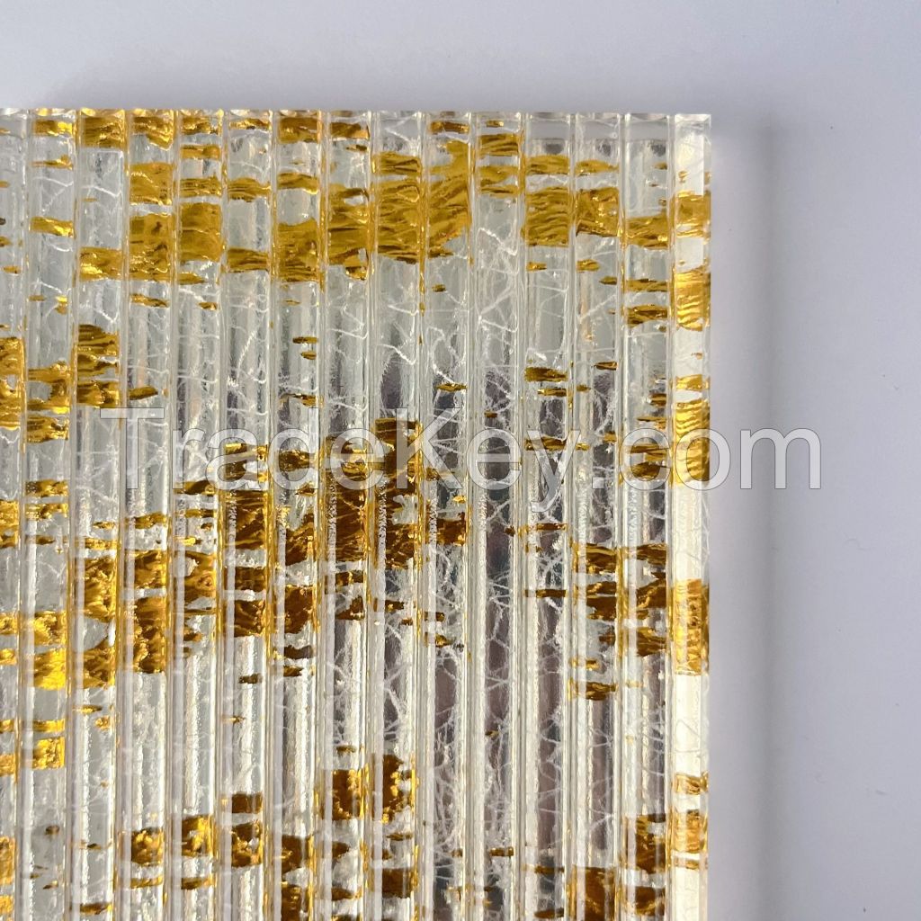 Laminated Glass Building Decoration Safety Glass Golden Wire Tempered Glass for Interior Partition Customized