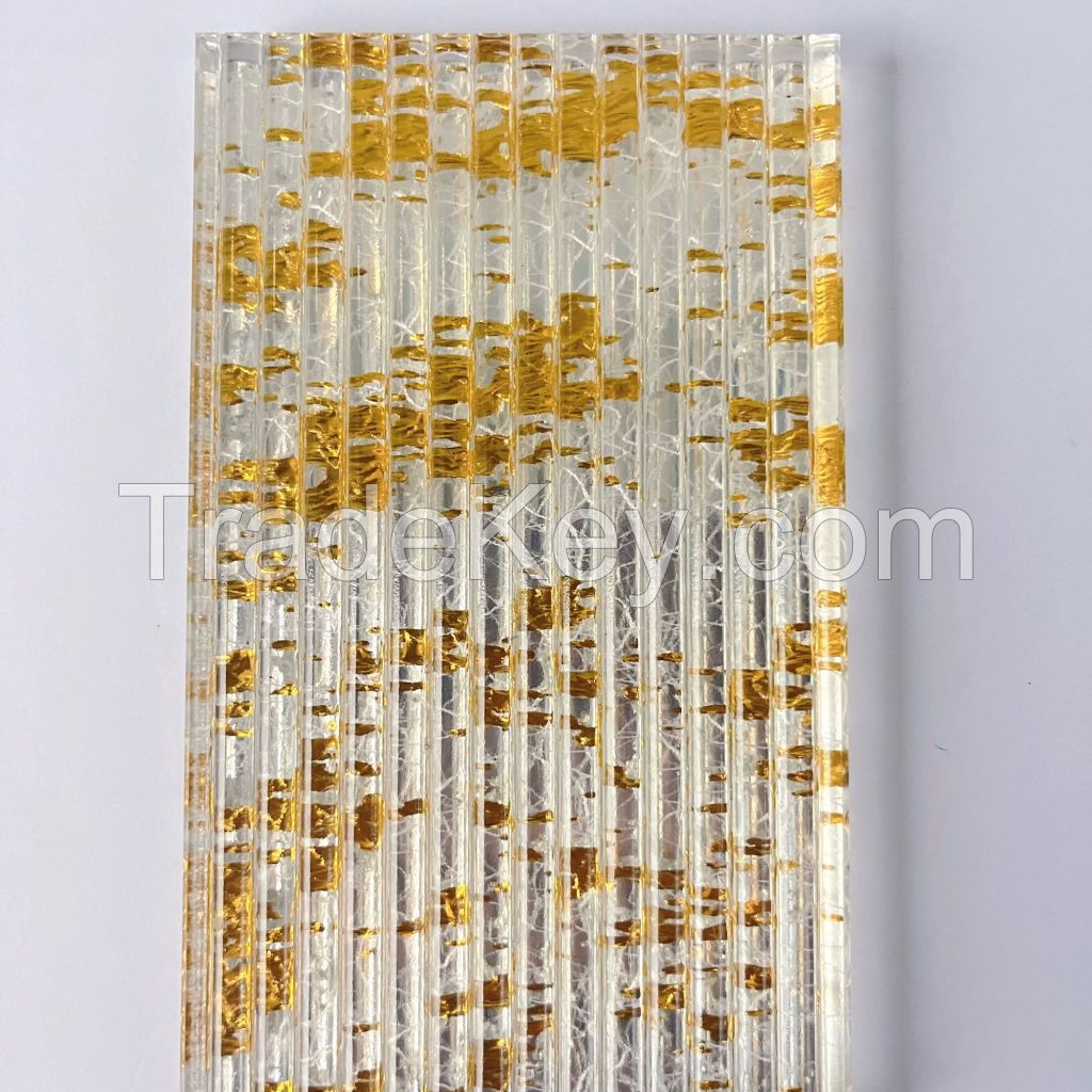 Laminated Glass Building Decoration Safety Glass Golden Wire Tempered Glass for Interior Partition Customized