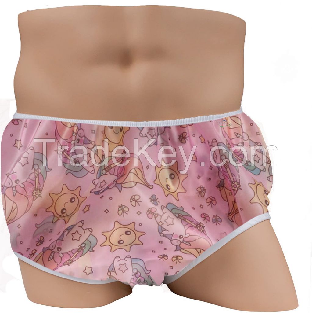 Adult Baby ABDL PVC Diaper Incontinence Pull-on TPU Plastic Pants Cover-up Diaper for Patients