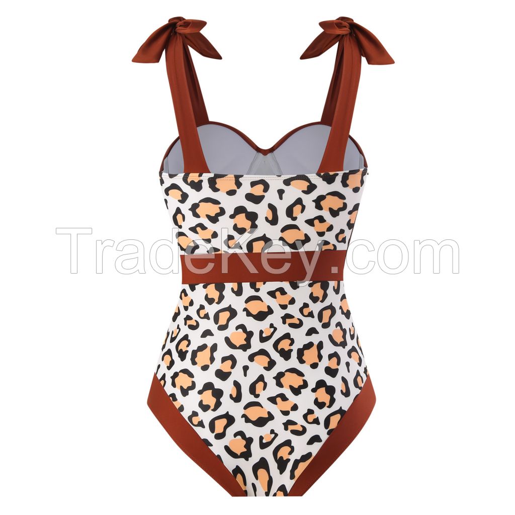 Women Bikini Set Push Up Floral Printed Ruffle Bikinis Strappy Bandage Swimwear Bathing Suit