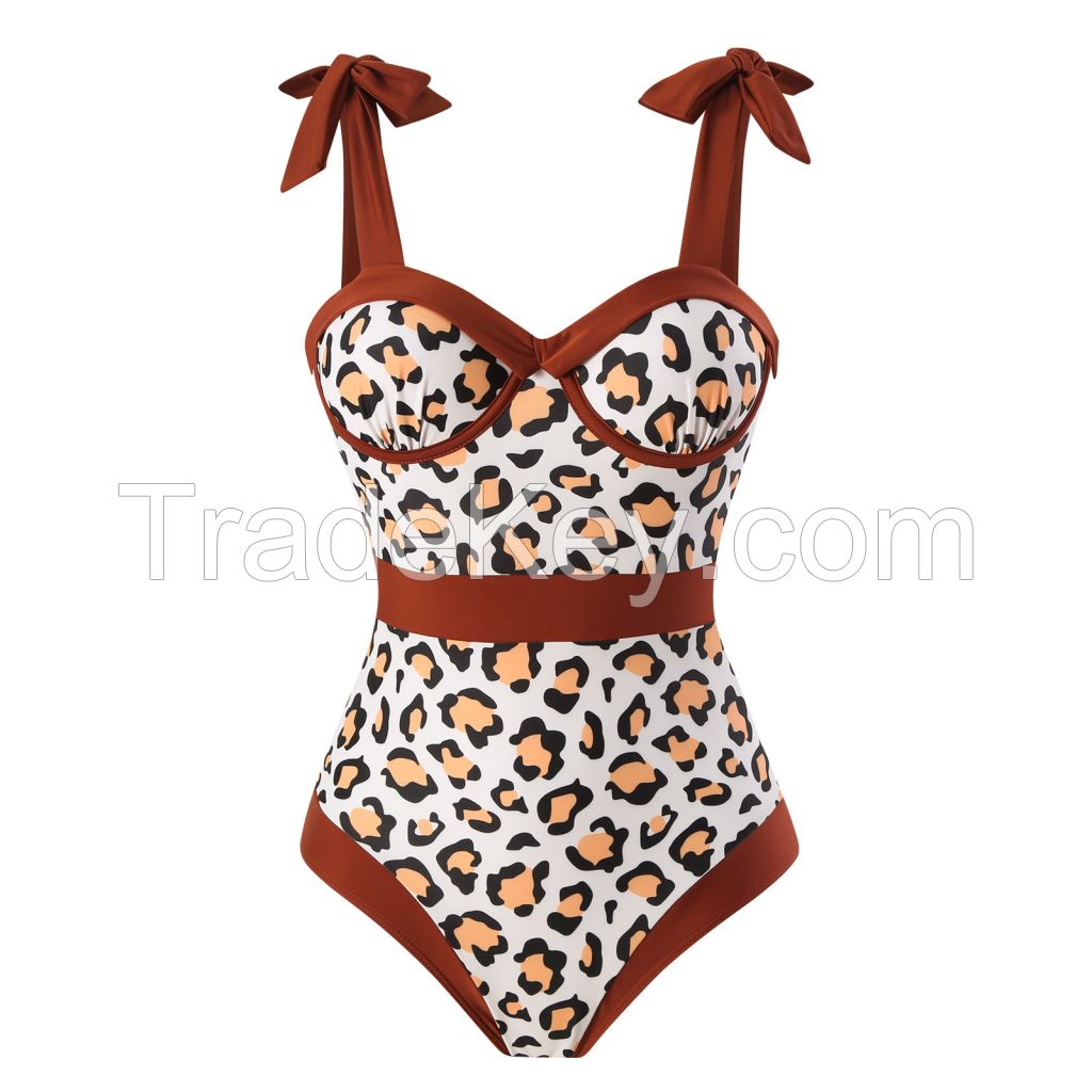 Women Bikini Set Push Up Floral Printed Ruffle Bikinis Strappy Bandage Swimwear Bathing Suit