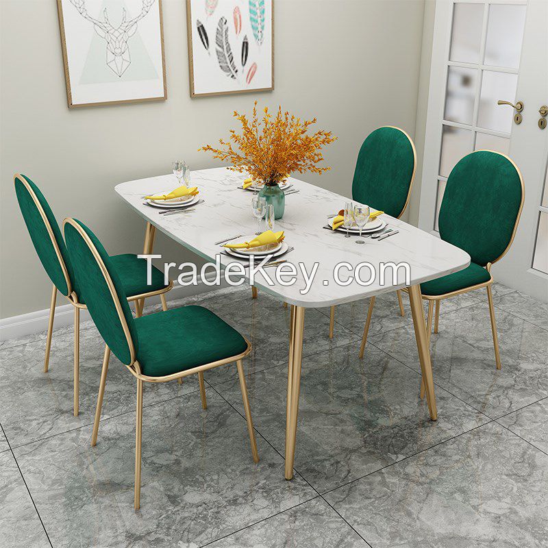 Dining Furniture Hot Sale Marble Computer desk Marble Top Metal Leg Dining Table