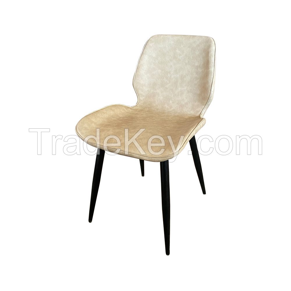 Dining Furniture Comfortable Leather Cushion Back Chair Gold Iron Bracket Leisure Chair