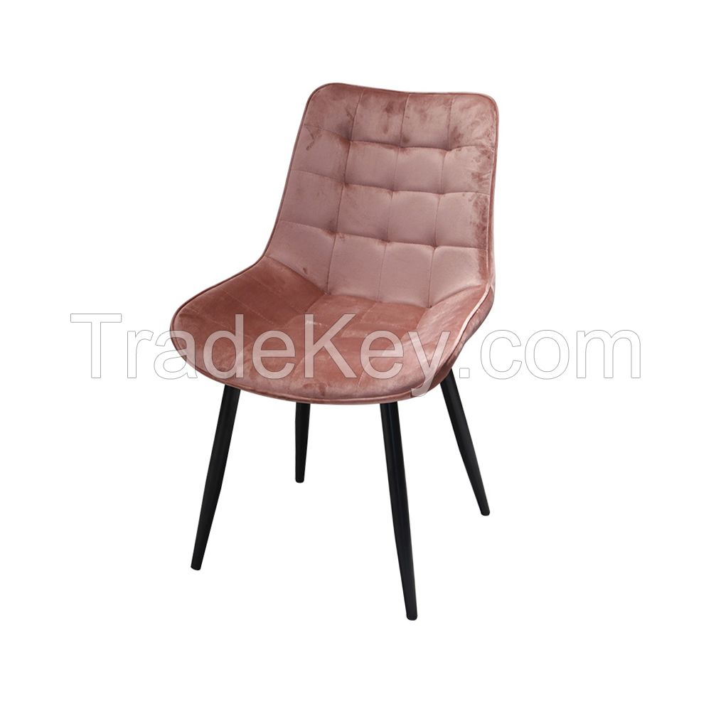 Dining Furniture Set of 4 Velvet Dining Room Chairs Dressing Chair Quilted Chair with Steel Legs