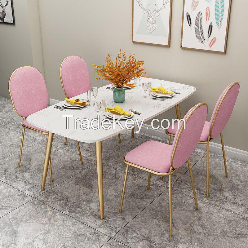 Dining Furniture Hot Sale Marble Computer desk Marble Top Metal Leg Dining Table