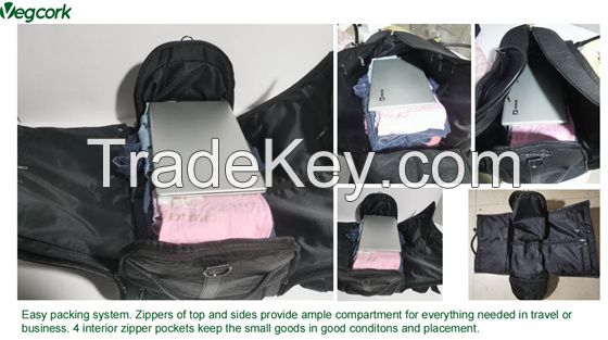 Convertible garment duffle bag with trolley and wheels