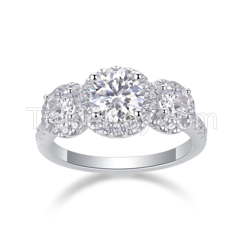 Fashion Rings 1Carat Moissanite Diamond Engagement Ring 100% 925 Sterling Silver Jewelry Women Ring