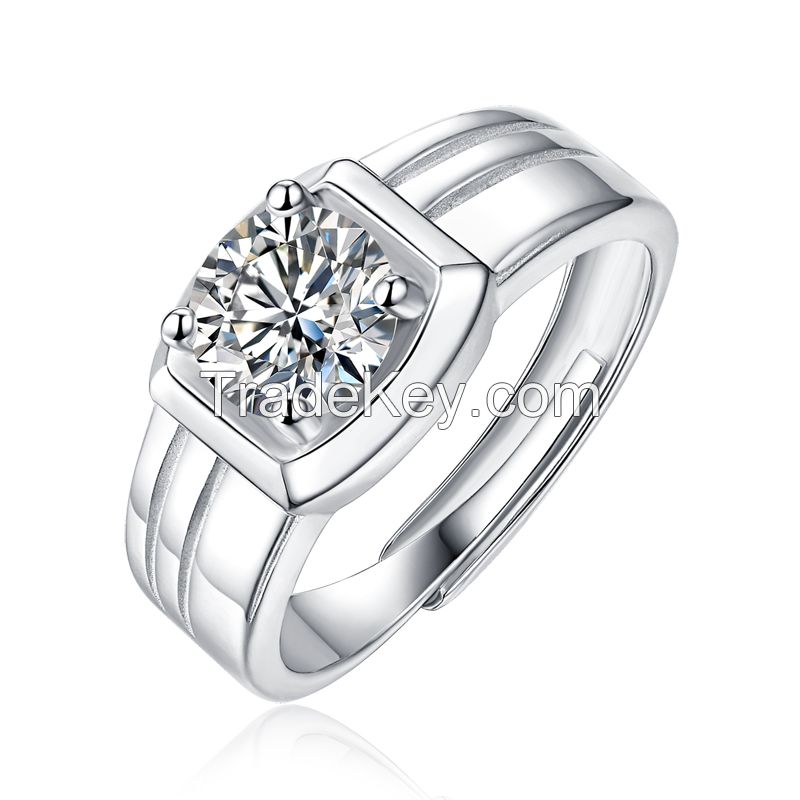 Wholesale Women Adjustable Flower Diamond Rings For Engagement Sterling Silver 925 D VVS 1ct Moissanite Ring