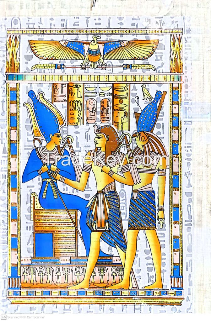 Painted Egyptian Pharaonic Papyrus