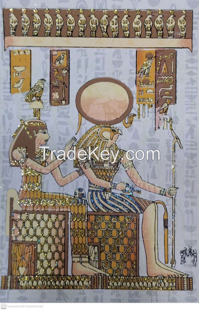 Painted Egyptian Pharaonic Papyrus