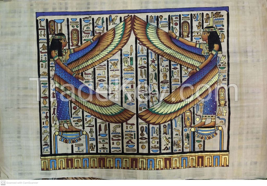 Painted Egyptian Pharaonic Papyrus