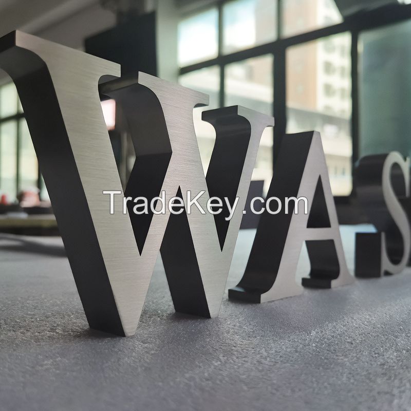 Brushed Stainless Steel Signage Metal 3D Letters Business Sign