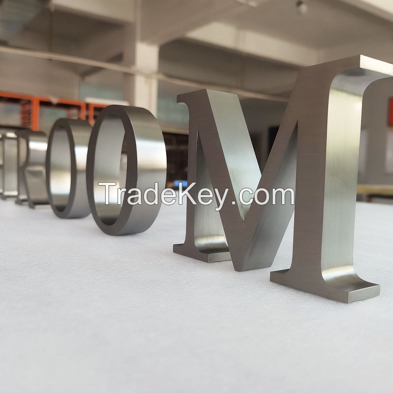 Brushed Stainless Steel Signage Metal 3D Letters Business Sign