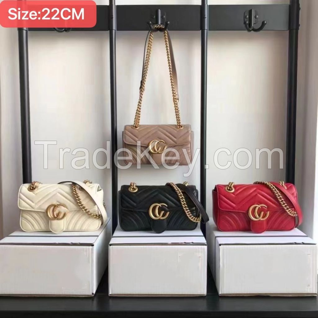 2024 New Chain Bag Genuine Leather Shoulder Bag Crossbody Bag Light Luxury Bag Women's Bag