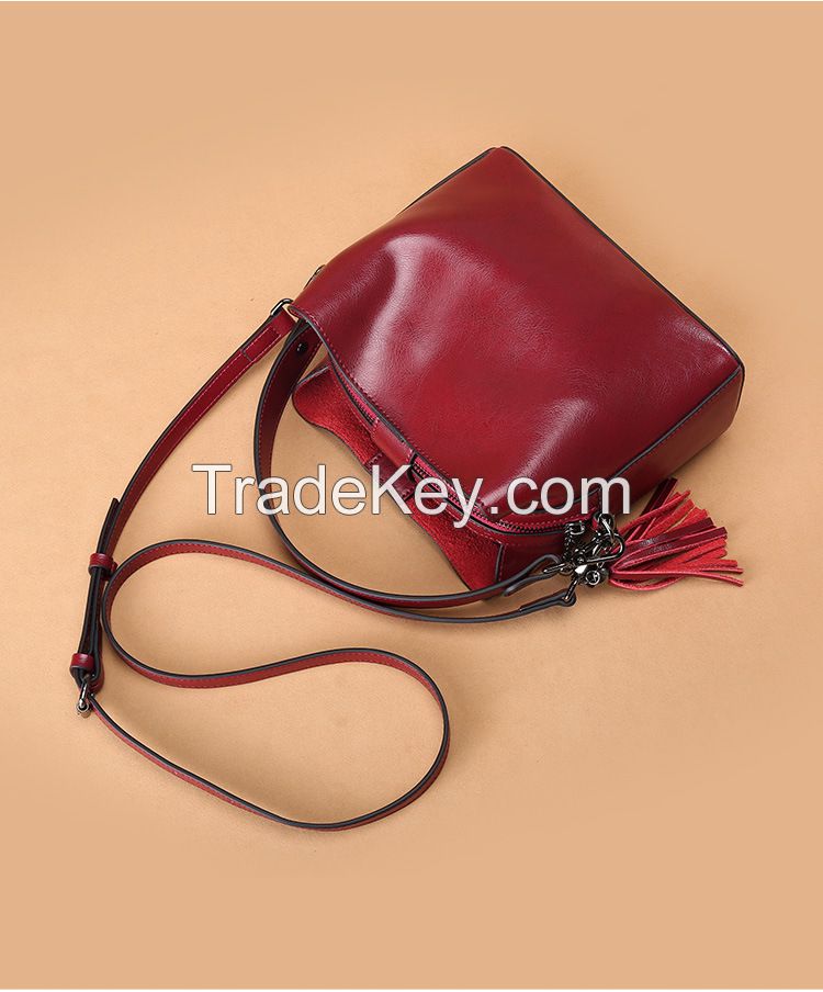 Cowhide bag 2024 new bag women's bag crossbody bag summer high-end leather handbag bucket