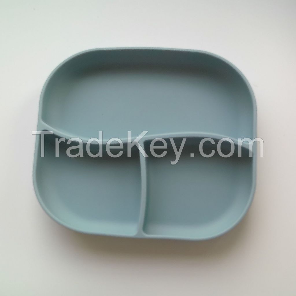 Silicone suction plate with lid food grade kids tablewares dinner utensils free shipping